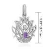 Amethyst Yoga Lotus Pendant, Sterling Amethyst Yoga Lotus Pendant, Sterling
