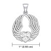 Angel Wing Heart Pendant, CZ Angel Wing Heart Pendant, CZ