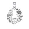 Angel Wing Heart Pendant, CZ Angel Wing Heart Pendant, CZ