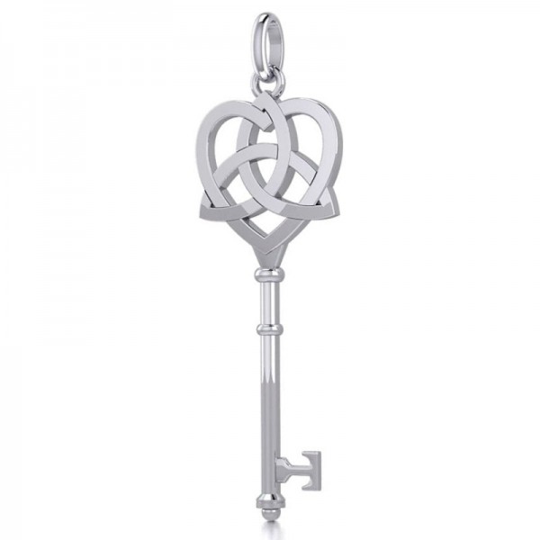 Celtic Heart Key Pendant, Sterling
