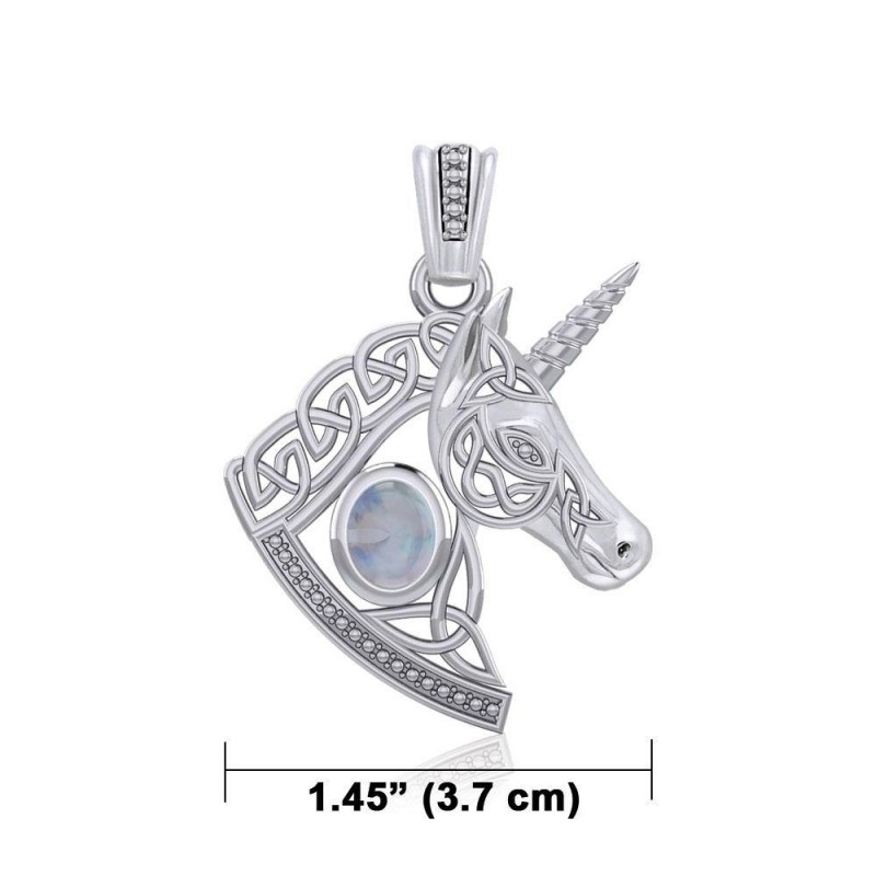 Pendentif licorne celtique, pierre de lune Pendentif licorne celtique, pierre de lune