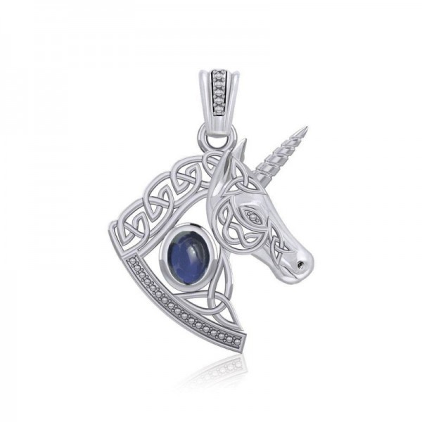 Celtic Unicorn Pendant, Sapphire