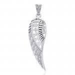 Celtic Angel Wing with Runes Pendant, Sterling