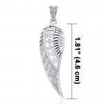 Celtic Angel Wing with Runes Pendant, Sterling