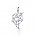 Flying Dragon with Celtic Wing Pendant, Sterling