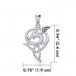 Flying Dragon with Celtic Wing Pendant, Sterling