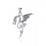 Flying Dragon Triquetra Pendant, Sterling