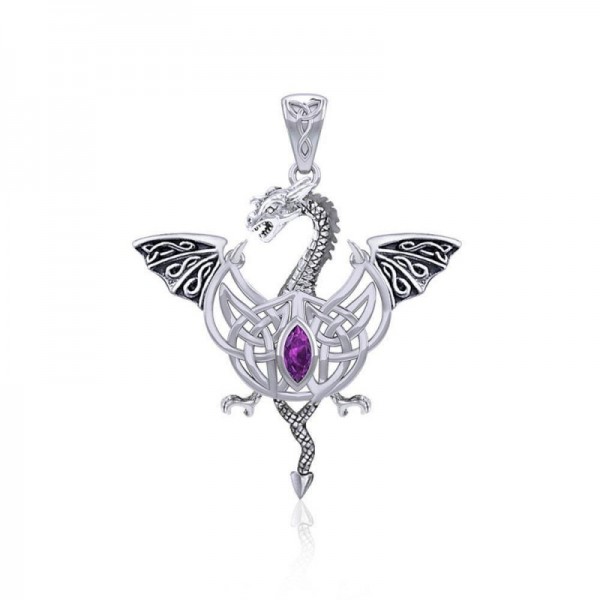 Dragon with Celtic Knot Pendant, Amethyst