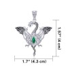 Dragon avec pendentif en nœud celtique, verre émeraude