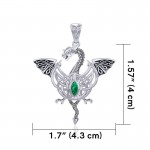 Dragon with Celtic Knot Pendant, Emerald Glass