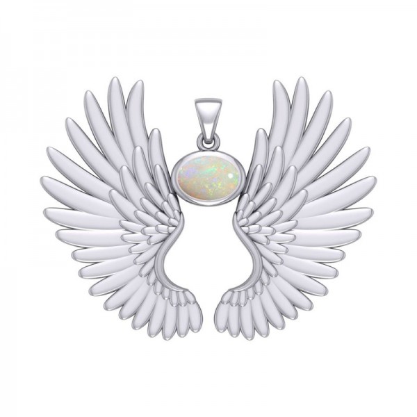 Guardian Angel Wings Pendant, Syn. Opal