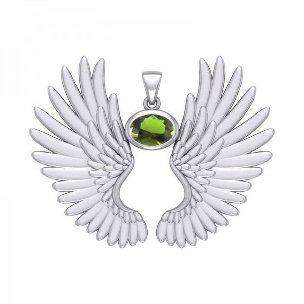 Guardian Angel Wings Pendant, Peridot