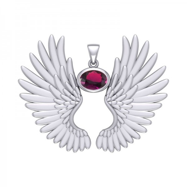 Guardian Angel Wings Pendant, Garnet