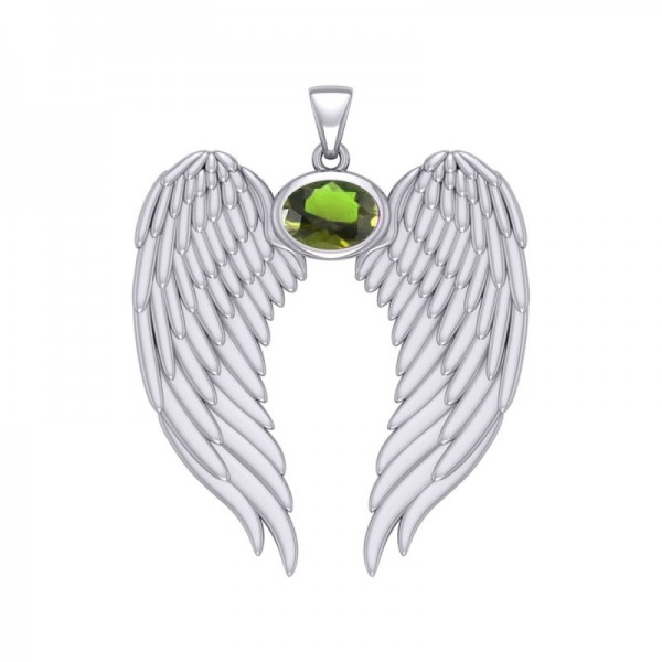 Guardian Angel Wings 2 Pendant, Peridot