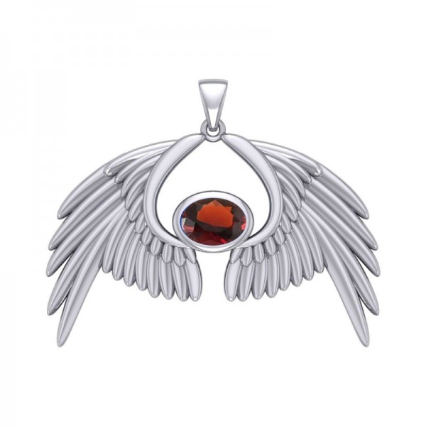 Archangel Wings Pendant, Garnet