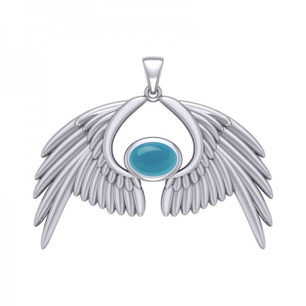 Archangel Wings Pendant, Aquamarine