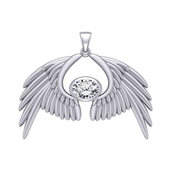 Archangel Wings Pendant, Cubic Zirconia
