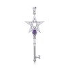 Pendentif clé Pentagramme, Sterling & Améthyste Pendentif clé Pentagramme, Sterling & Améthyste