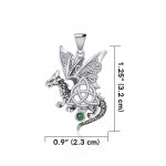 Pendentif Dragon Triquetra, verre sterling et émeraude
