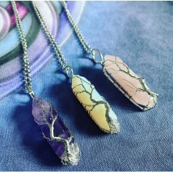 Tree Of Life Wrap Necklaces, Choose Your Crystal