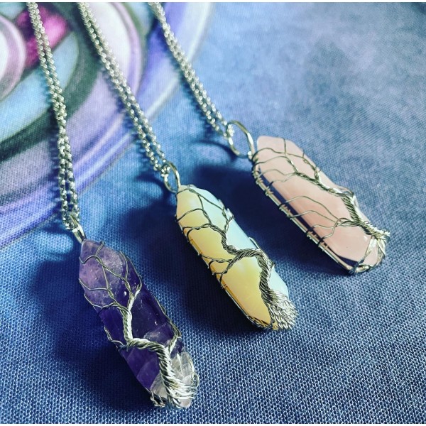 Tree Of Life Wrap Necklaces, Choose Your Crystal