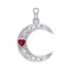 Crescent Moon with Heart Pendant, Garnet
