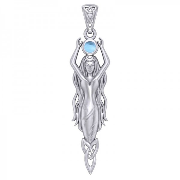 Goddess Brigid Pendant, Blue Topaz