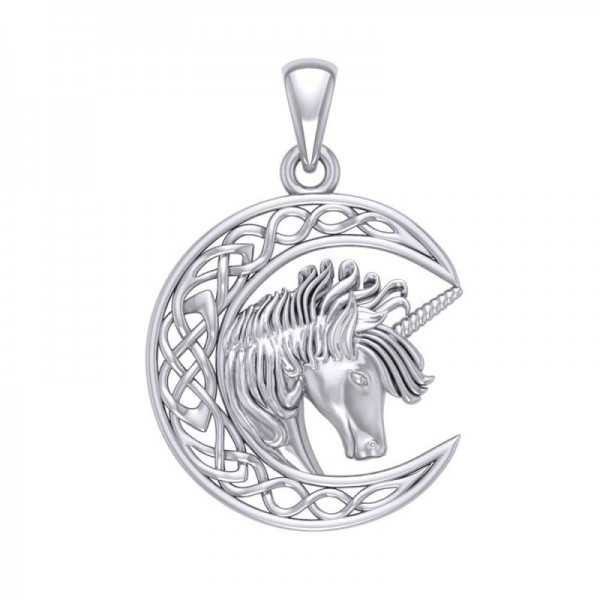 Unicorn Moon Pendant, Sterling