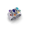 Ensemble d’anneaux de pile de chakra, Sterling Ensemble d’anneaux de pile de chakra, Sterling