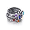 Ensemble d’anneaux de pile de chakra, Sterling Ensemble d’anneaux de pile de chakra, Sterling