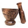 Wooden Mortar & Pestle Set, Pentacle Wooden Mortar & Pestle Set, Pentacle