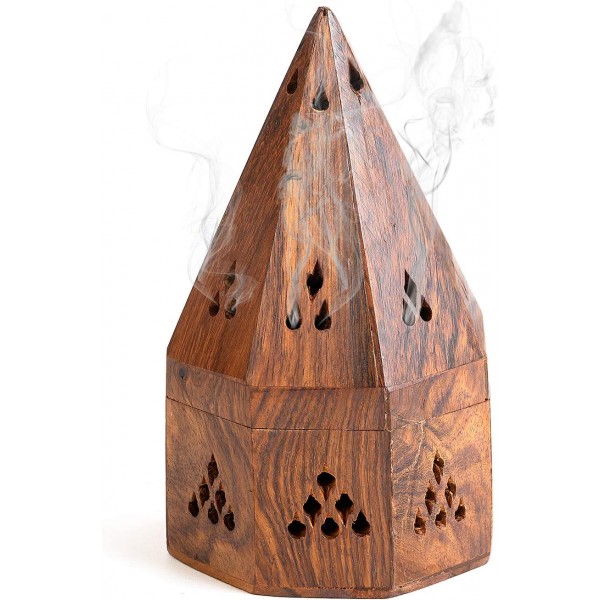 Wooden Temple Incense Burner