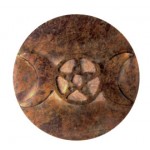 Soapstone Altar Tile: Triple Moon Pentagram
