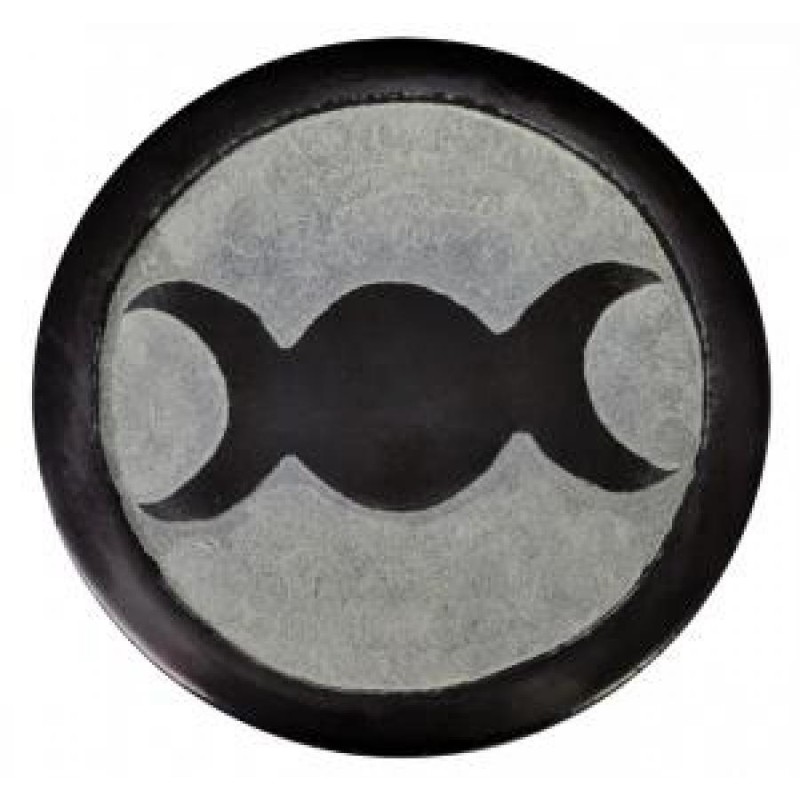 Soapstone Altar Tile: Triple Moon Soapstone Altar Tile: Triple Moon
