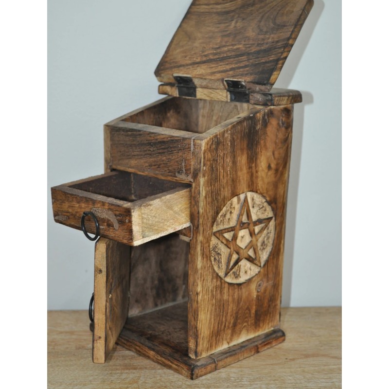 Boîte de rangement en bois pentacle Boîte de rangement en bois pentacle