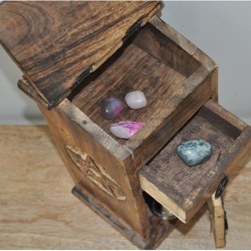 Boîte de rangement en bois pentacle Boîte de rangement en bois pentacle