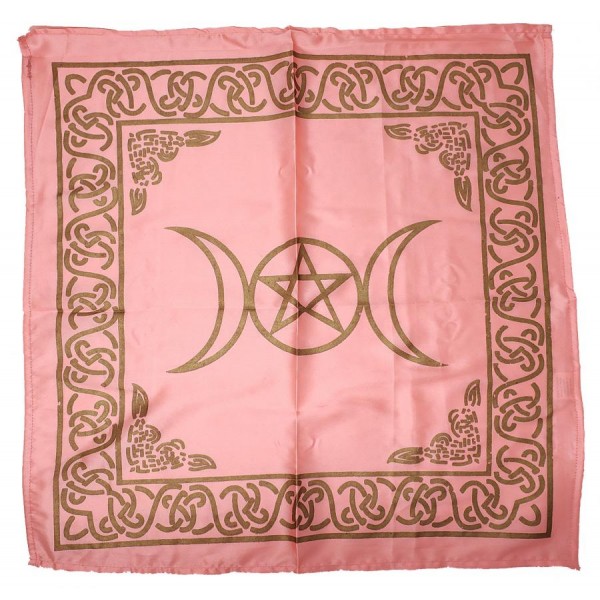 Altar Cloth, Baby Pink/Gold Triple Moon Pentacle