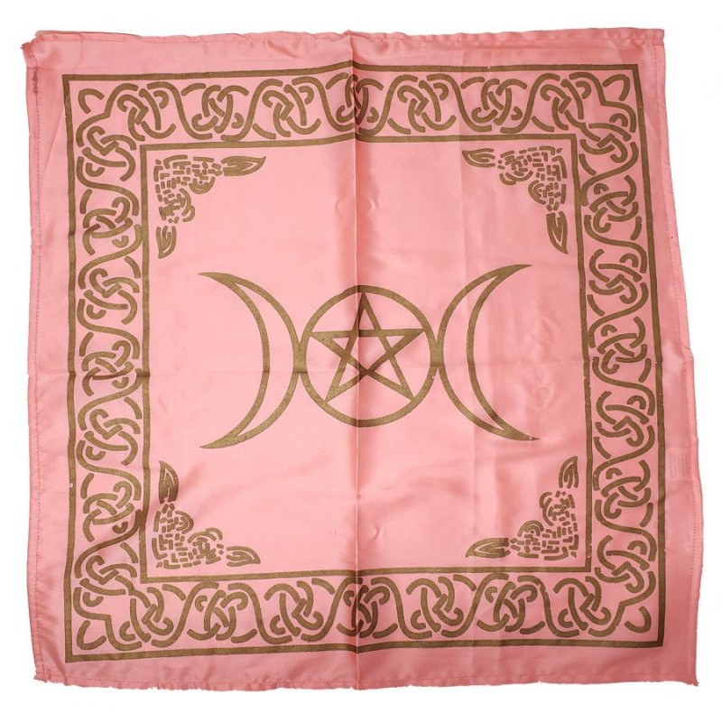 Tissu d’autel, bébé rose / or triple lune Pentacle Tissu d’autel, bébé rose / or triple lune Pentacle