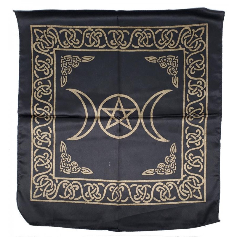 Altar Cloth, Black/Gold Triple Moon Pentacle Altar Cloth, Black/Gold Triple Moon Pentacle