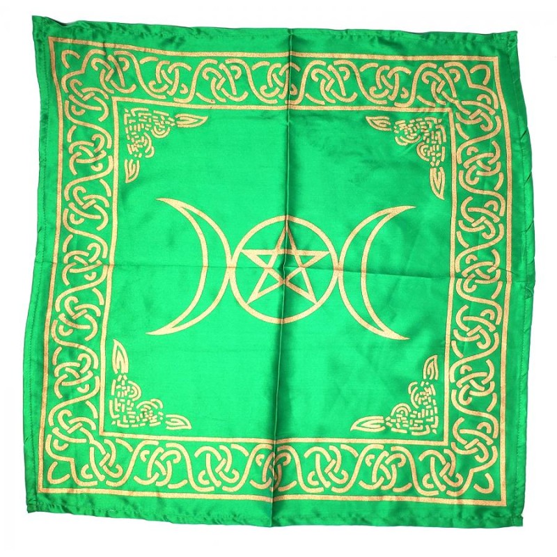 Altar Cloth, Green/Gold Triple Moon Pentacle Altar Cloth, Green/Gold Triple Moon Pentacle