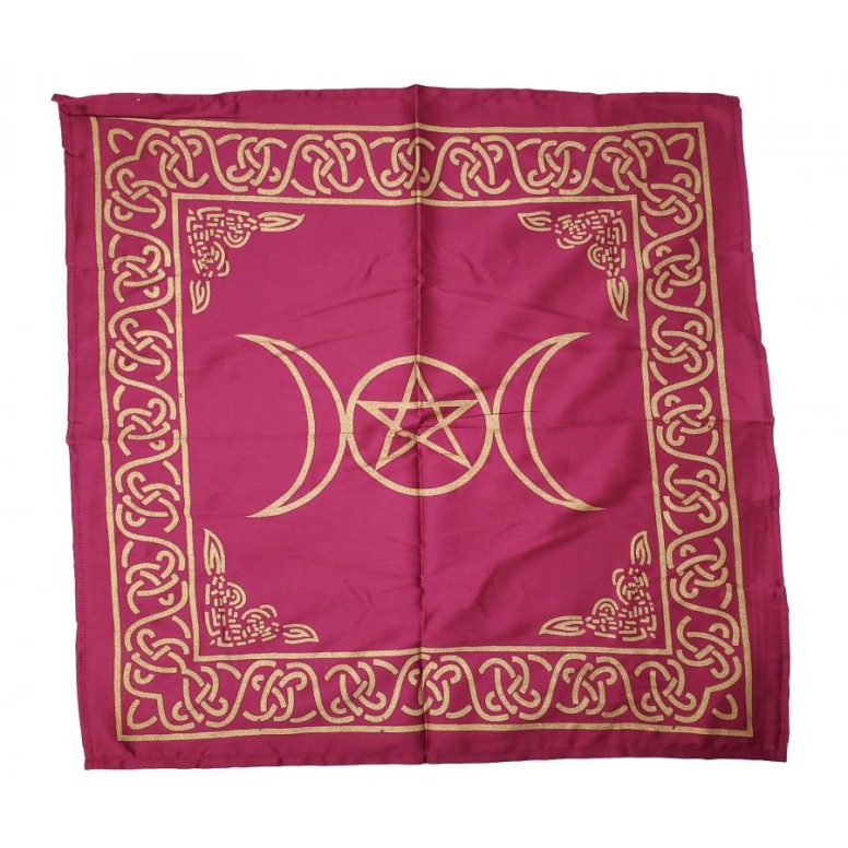 Toile d’autel, Pentacle Magenta/Gold Triple Moon Toile d’autel, Pentacle Magenta/Gold Triple Moon