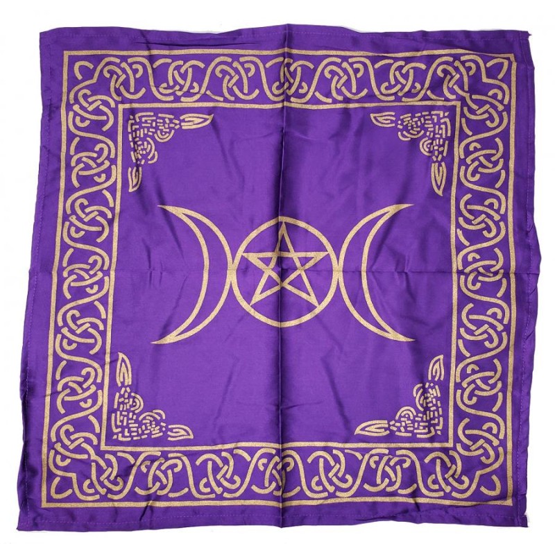 Altar Cloth, Purple/Gold Triple Moon Pentacle Altar Cloth, Purple/Gold Triple Moon Pentacle