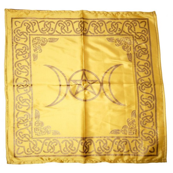 Altar Cloth, Yellow/Gold Triple Moon Pentacle