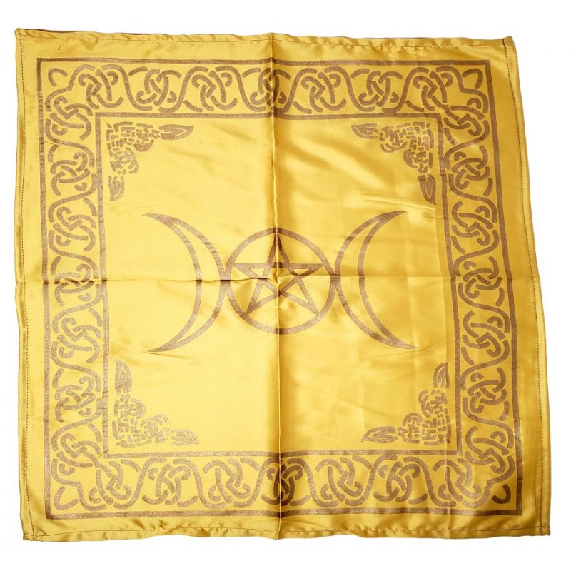 Altar Cloth, Yellow/Gold Triple Moon Pentacle Altar Cloth, Yellow/Gold Triple Moon Pentacle