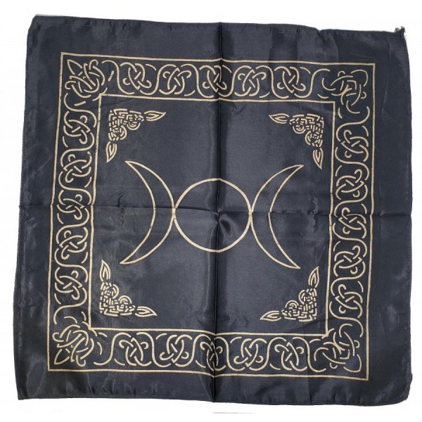 Altar Cloth, Black/Gold Triple Moon