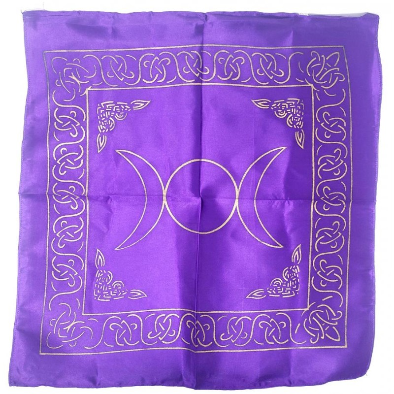 Altar Cloth, Purple/Gold Triple Moon Altar Cloth, Purple/Gold Triple Moon