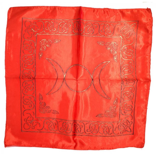 Altar Cloth, Red/Gold Triple Moon