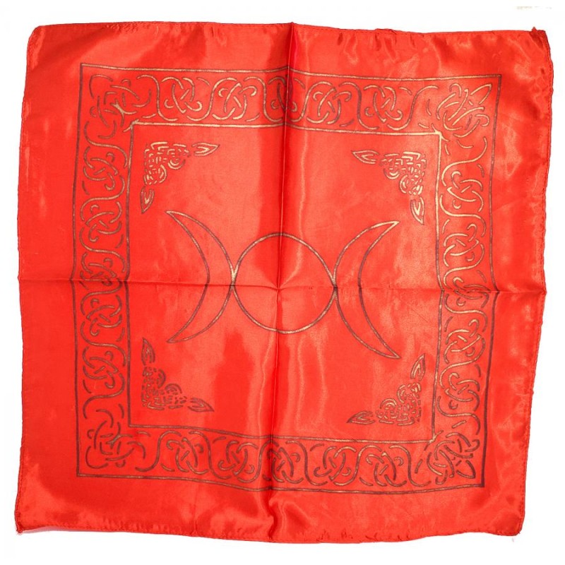 Altar Cloth, Red/Gold Triple Moon Altar Cloth, Red/Gold Triple Moon