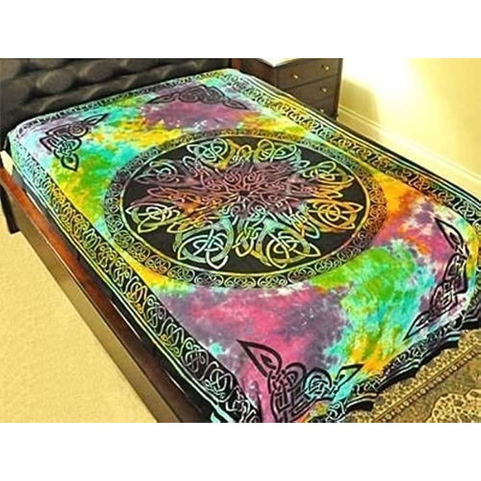 Tapestry: Celtic Mandala, Chakra Tie-Dye Tapestry: Celtic Mandala, Chakra Tie-Dye