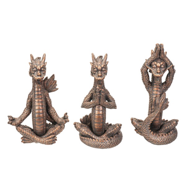 Meditating Eastern Dragons, Set of 3